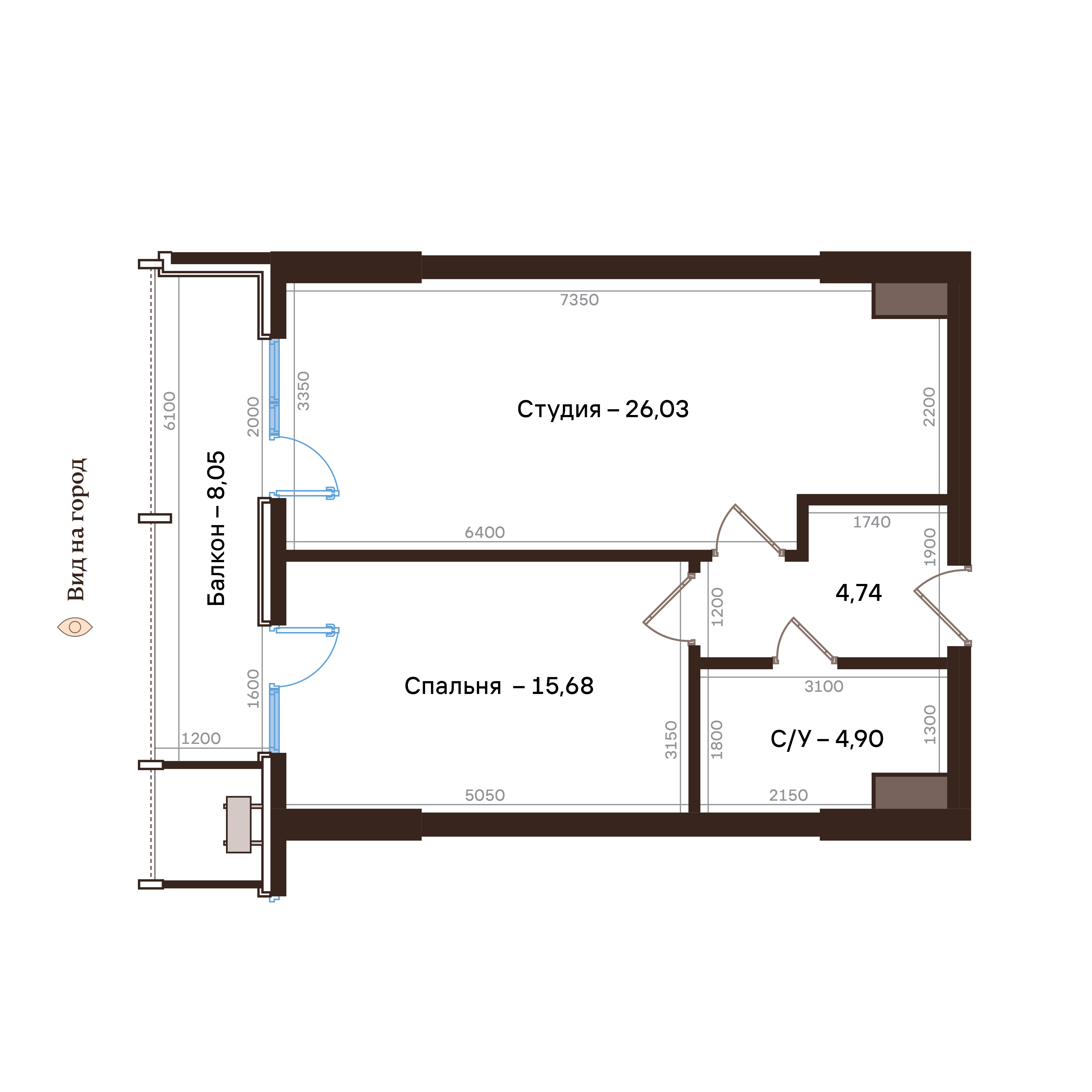 2-комнатная № 174